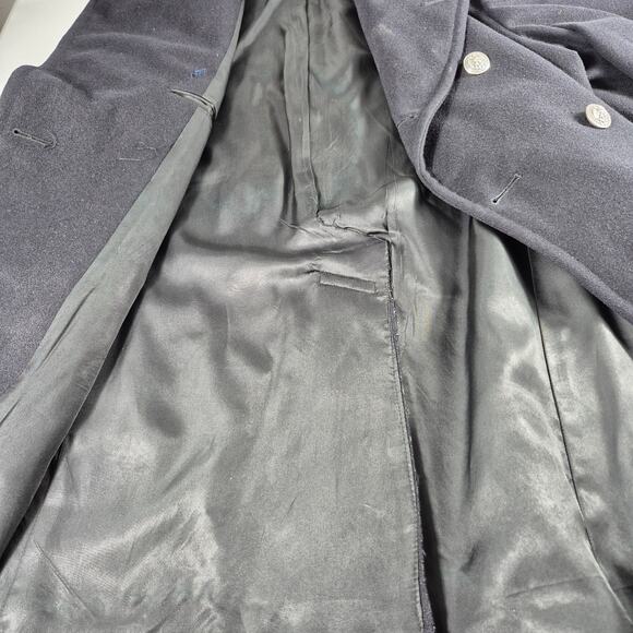 Viking Military Black Wool Double Breasted Enlisted Men's Vintage 1968 Overcoat - Picture 2 of 6